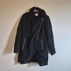 LOFT Black Pea Coat with Zipper